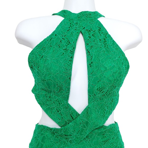 Bardot Fleur Halter Dress Fern Green Lace Sleeveless Open Back 6 - Picture 5 of 12